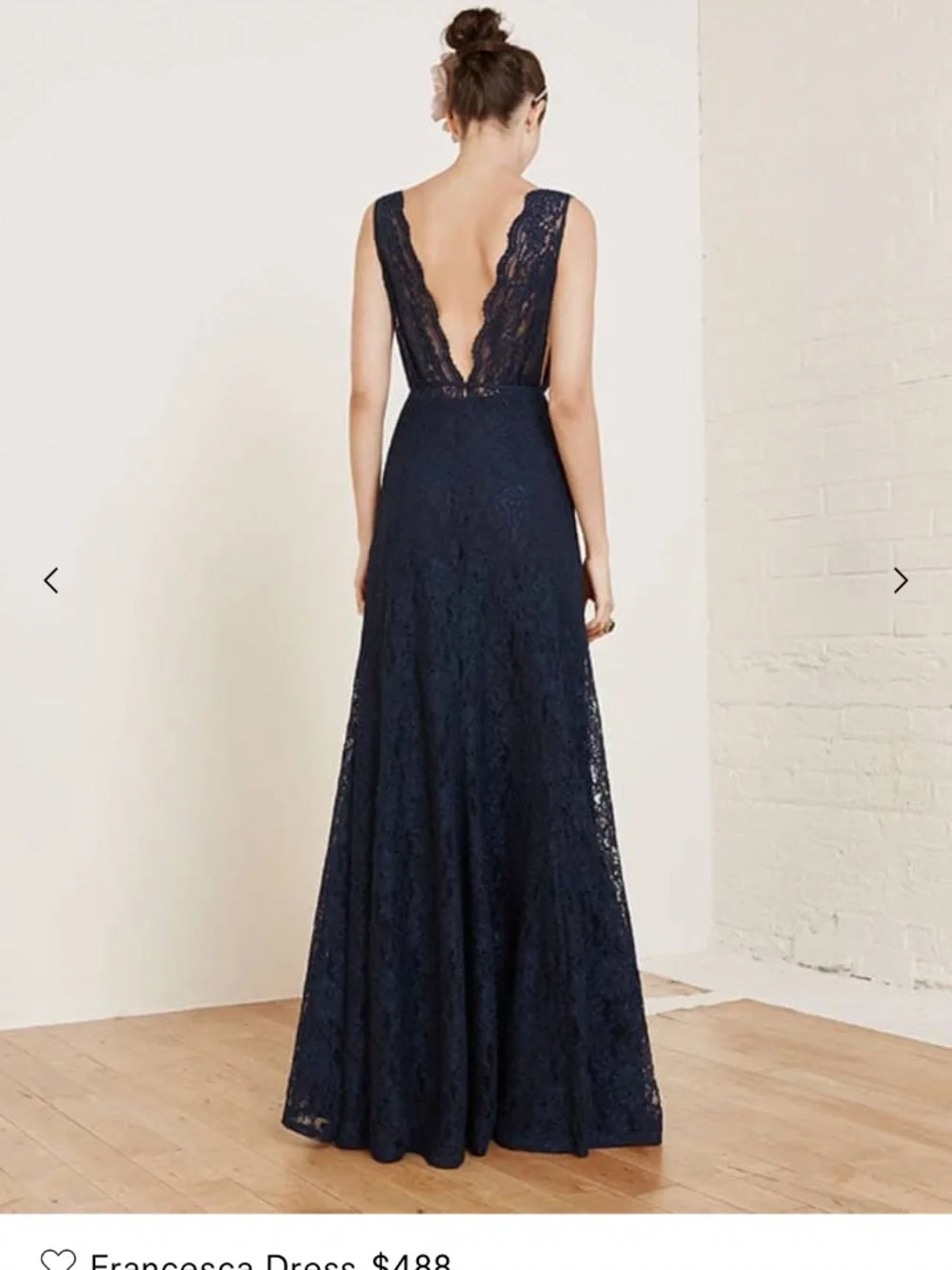 Reformation NWT Size 12 $488 Francesca Deep Navy Plunge Lace Dress Wedding Gown - Picture 5 of 11